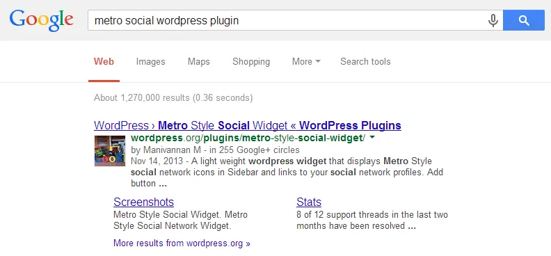 Google Results for WordPress Plugin's Class