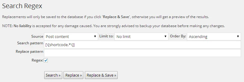 Remove Old WordPress Shortcodes with Search Regex